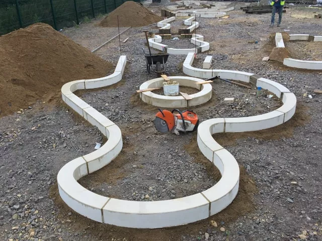 Adventure golf course during specialist construction