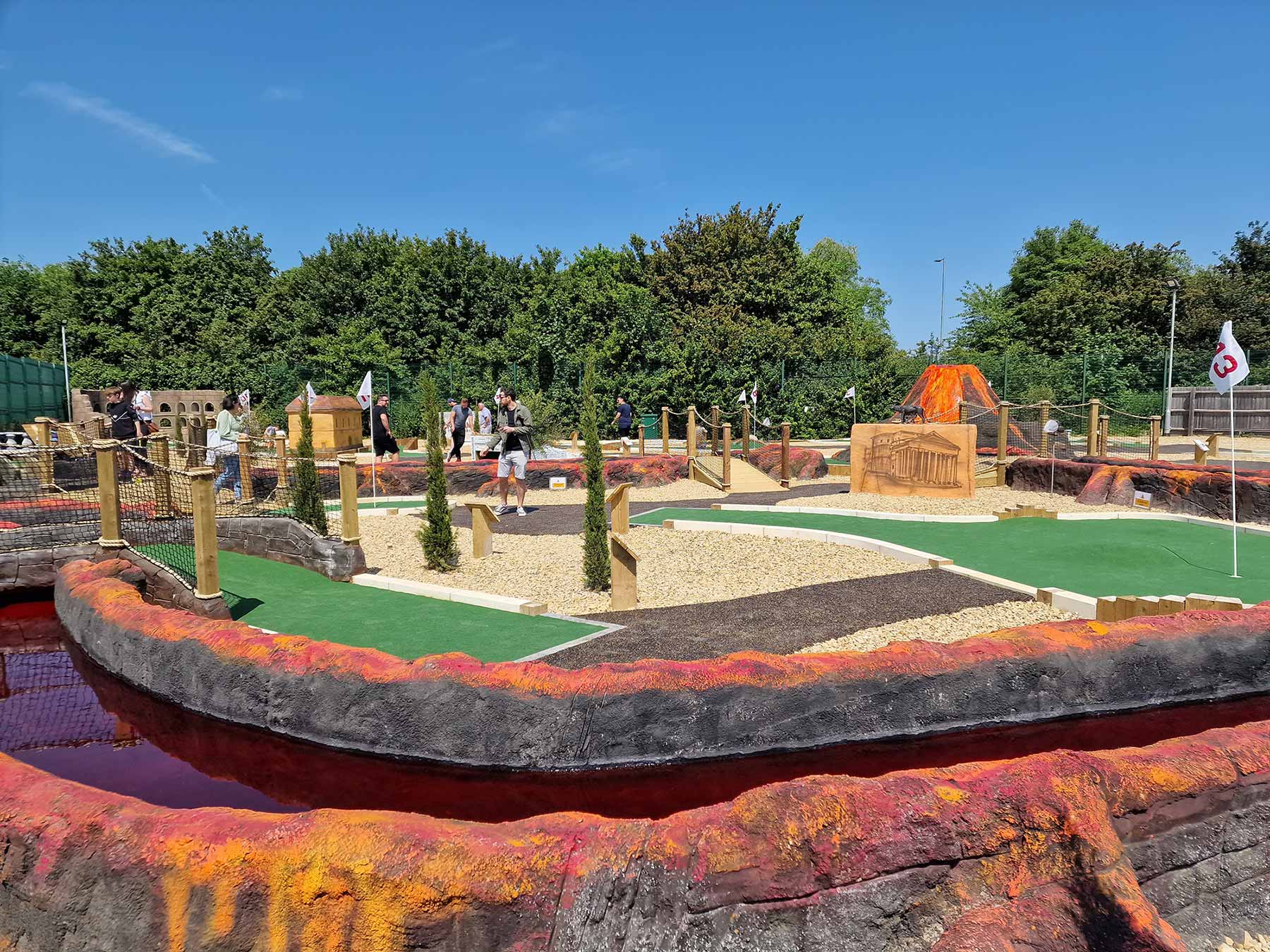 A completed outdoor adventure golf course