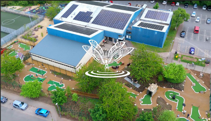 Aerial view of Dynamite Adventure Golf at Midsomer Norton