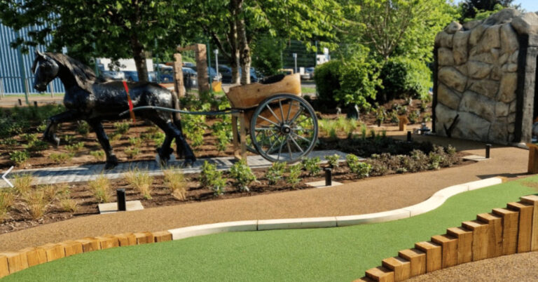 Detailed themed feature on the Dynamite Adventure Golf course