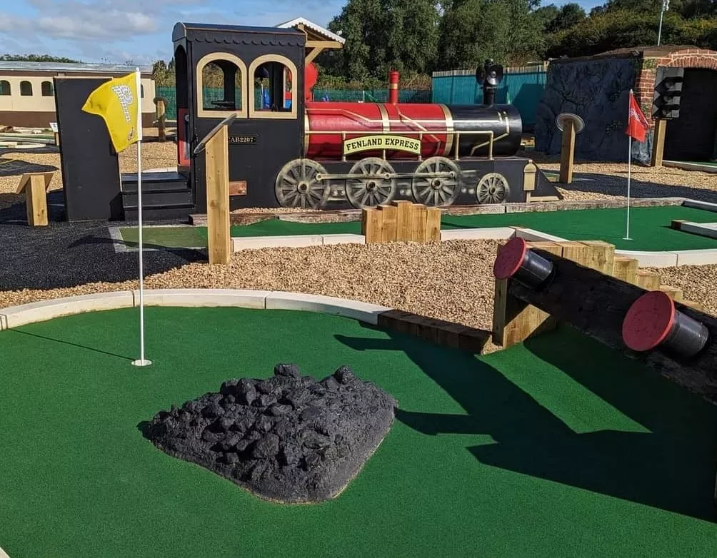 Railway themed adventure golf course