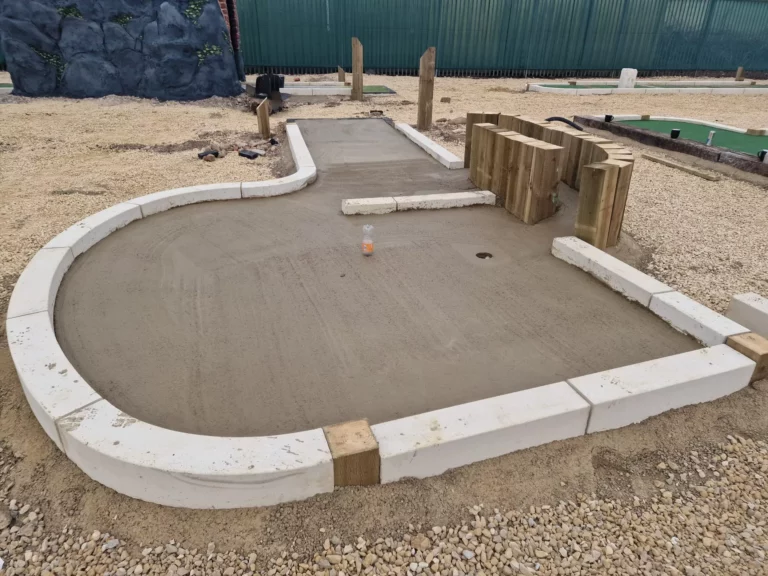 Early construction work on the outdoor adventure golf course