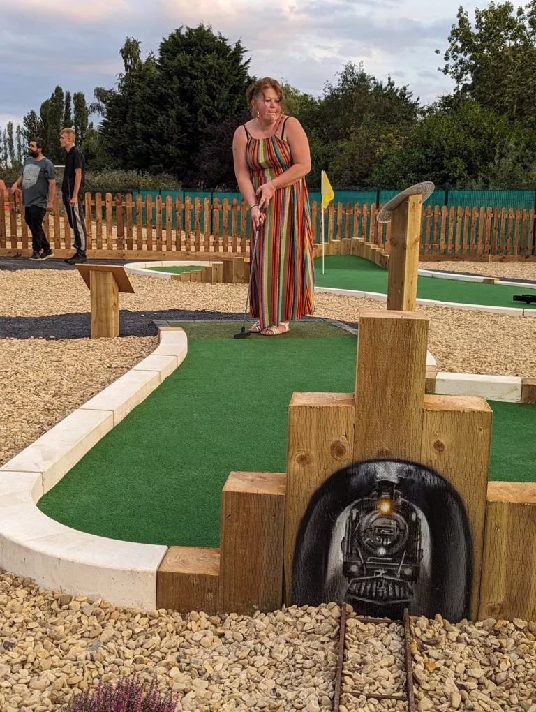 A detailed railway feature at Play2Day Adventure Golf